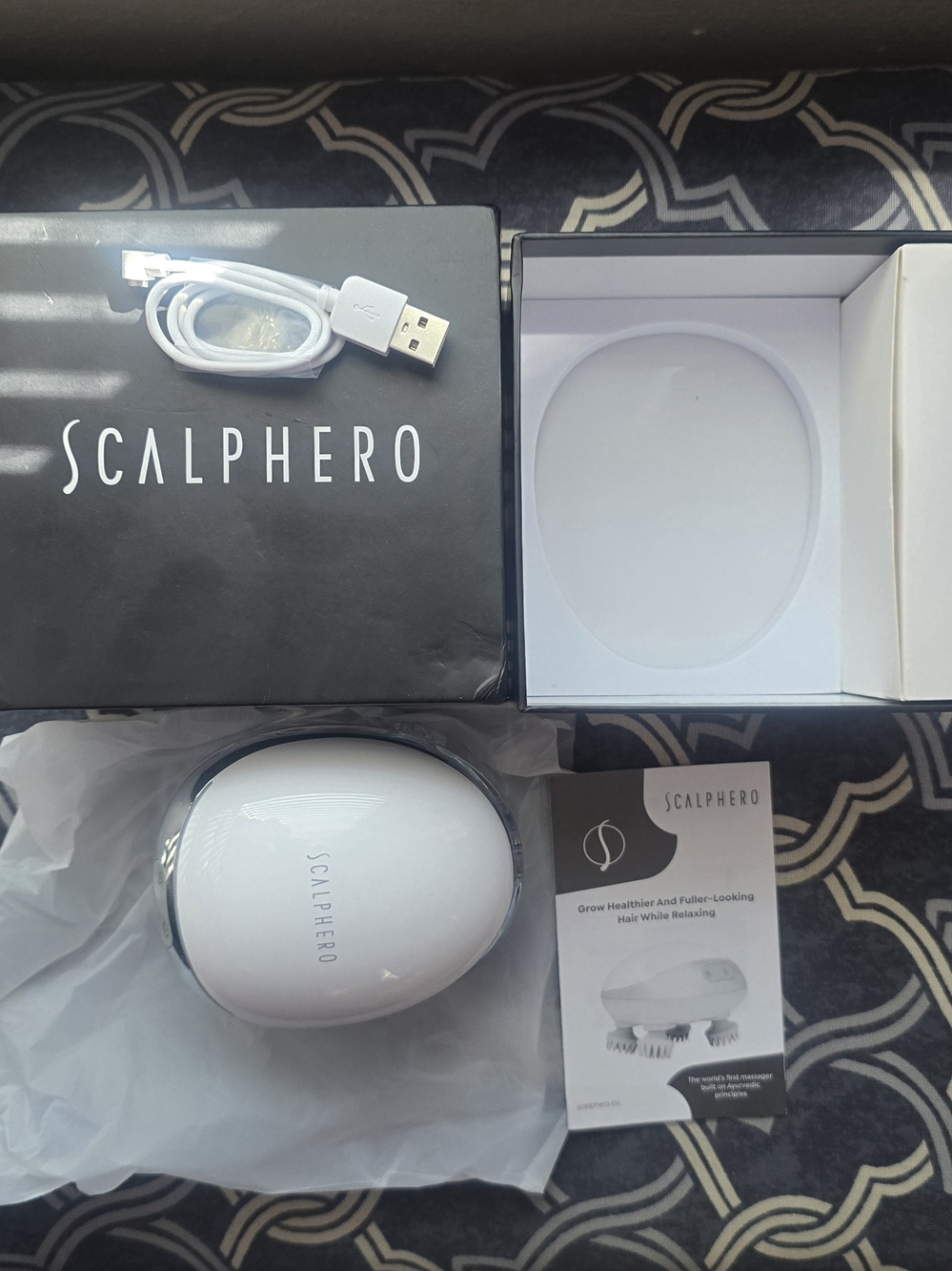 Scalphero White Rechargeable Scalp Massager - Gentle Hair Care